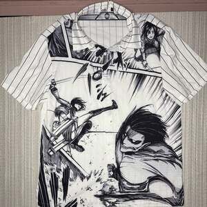 Attack on Titan Manga Panel Print Button-Up Short Sleeve Shirt